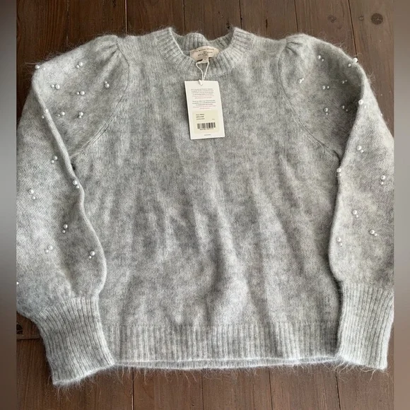 Sézane Perle sweater motted grey with pearls NWT - Picture 4 of 8